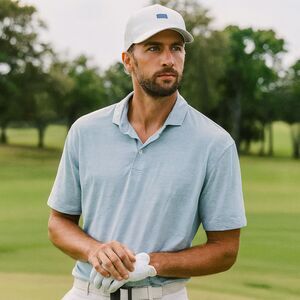 Peter Millar Crown Crafted Polo Shirt Mens L Blue Cotton Modal Short Sleeve FLAW